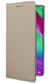 Кожен калъф тефтер и стойка Magnetic FLEXI Book Style за Samsung Galaxy A40 A405F златист